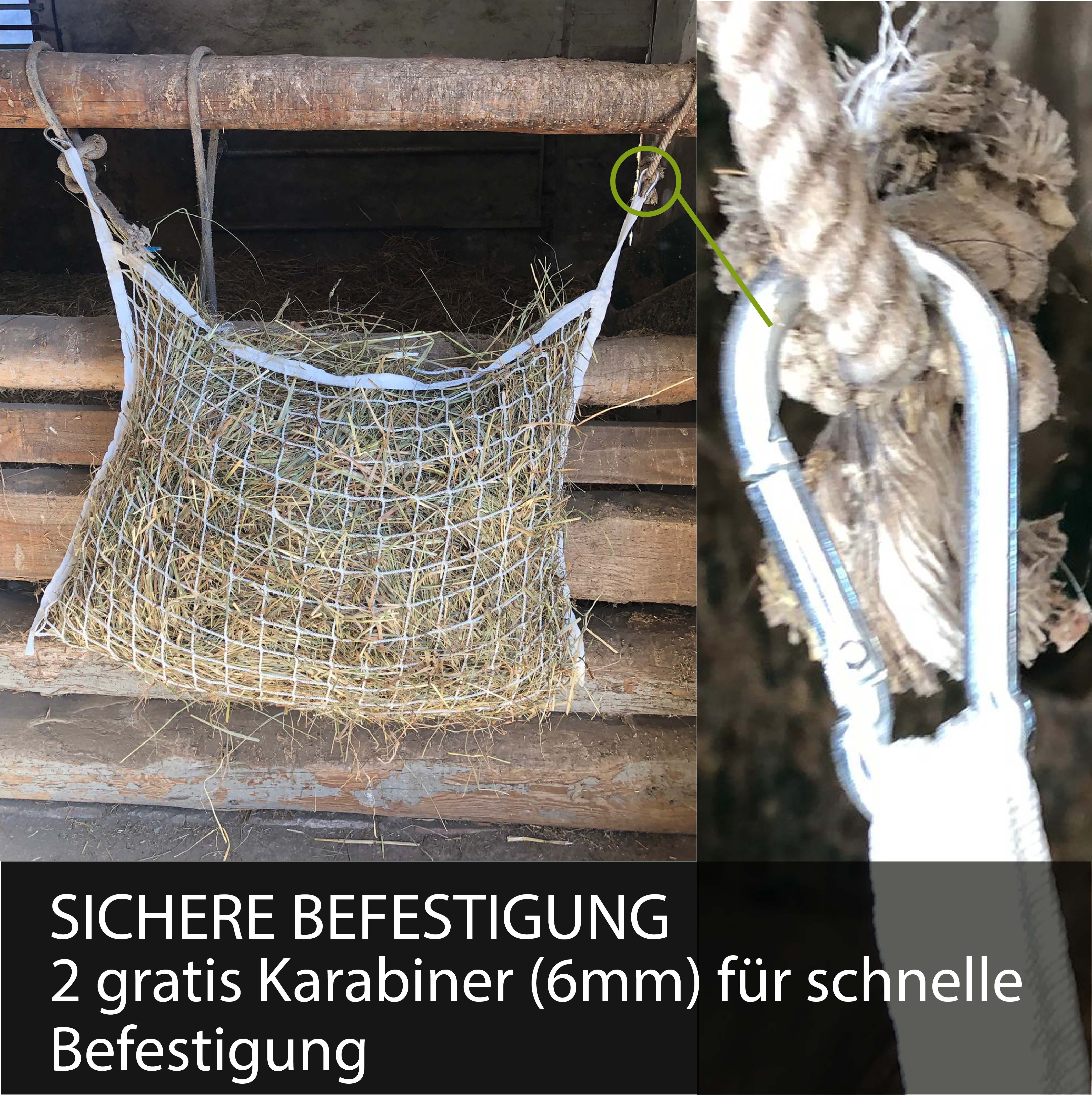 Heunetz eckig in weiß, 3x3cm , 70cmx80cm, 4,5kg Füllgewicht